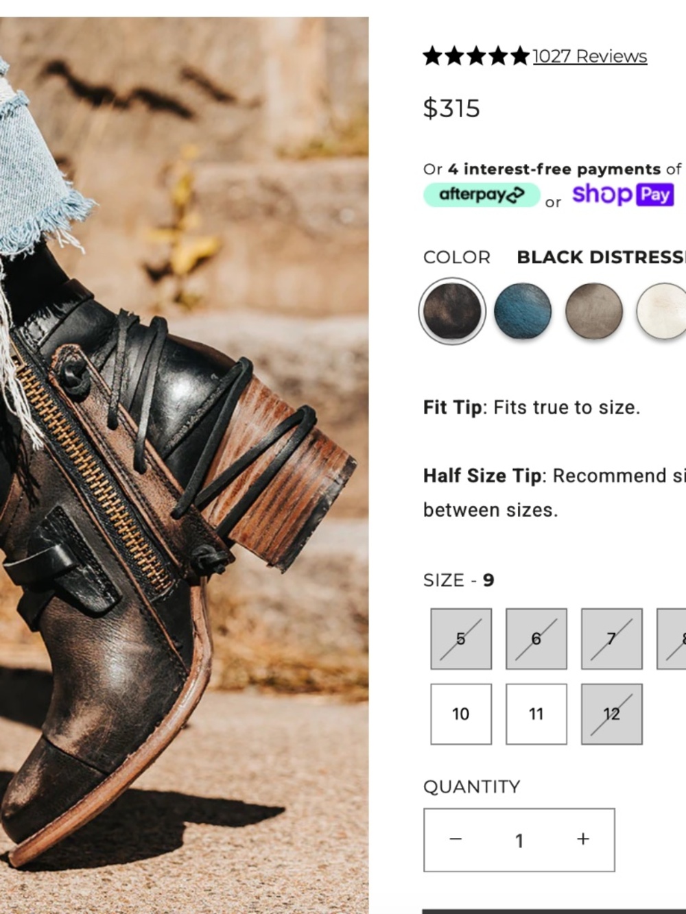 Freebird Crue Distressed Black Leather Ankle Boots with Brown Highlights - Picture 2 of 5
